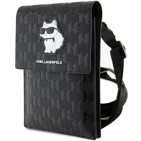 Karl Lagerfeld Case KLWBSAKHPCK Handtasche – Schwarzes Saffiano-Monogramm Choupette-0