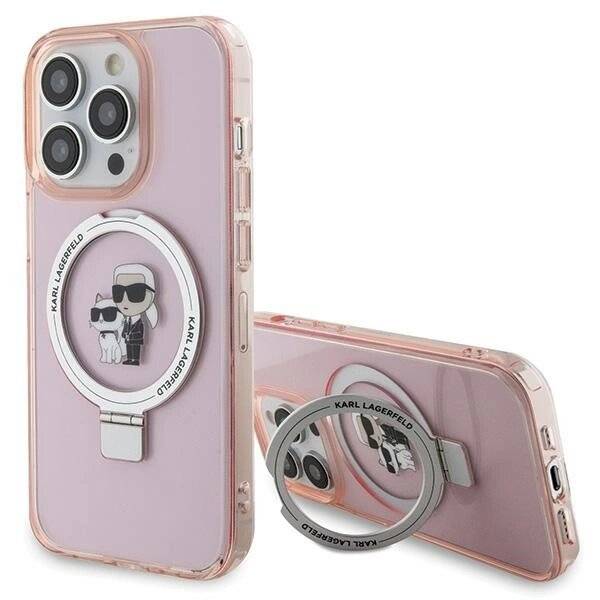 Karl Lagerfeld KLHMP15LHMRSKCP iPhone 15 Pro 6,1″ rosa/rosa Hardcase Ringständer Karl&Choupette
