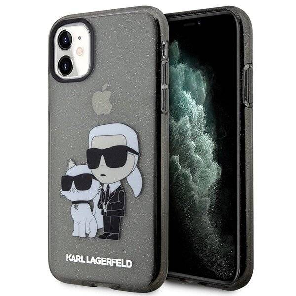 Karl Lagerfeld KLHCN61HNKCTGK iPhone 11 / Xr 6.1″ schwarz/schwarz Hardcase Gliter Karl&Choupette