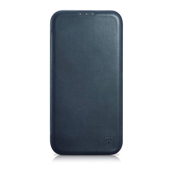 iCarer CE Oil Wax Premium Leather Folio Case iPhone 14 Plus magnetische Klapphülle MagSafe blau