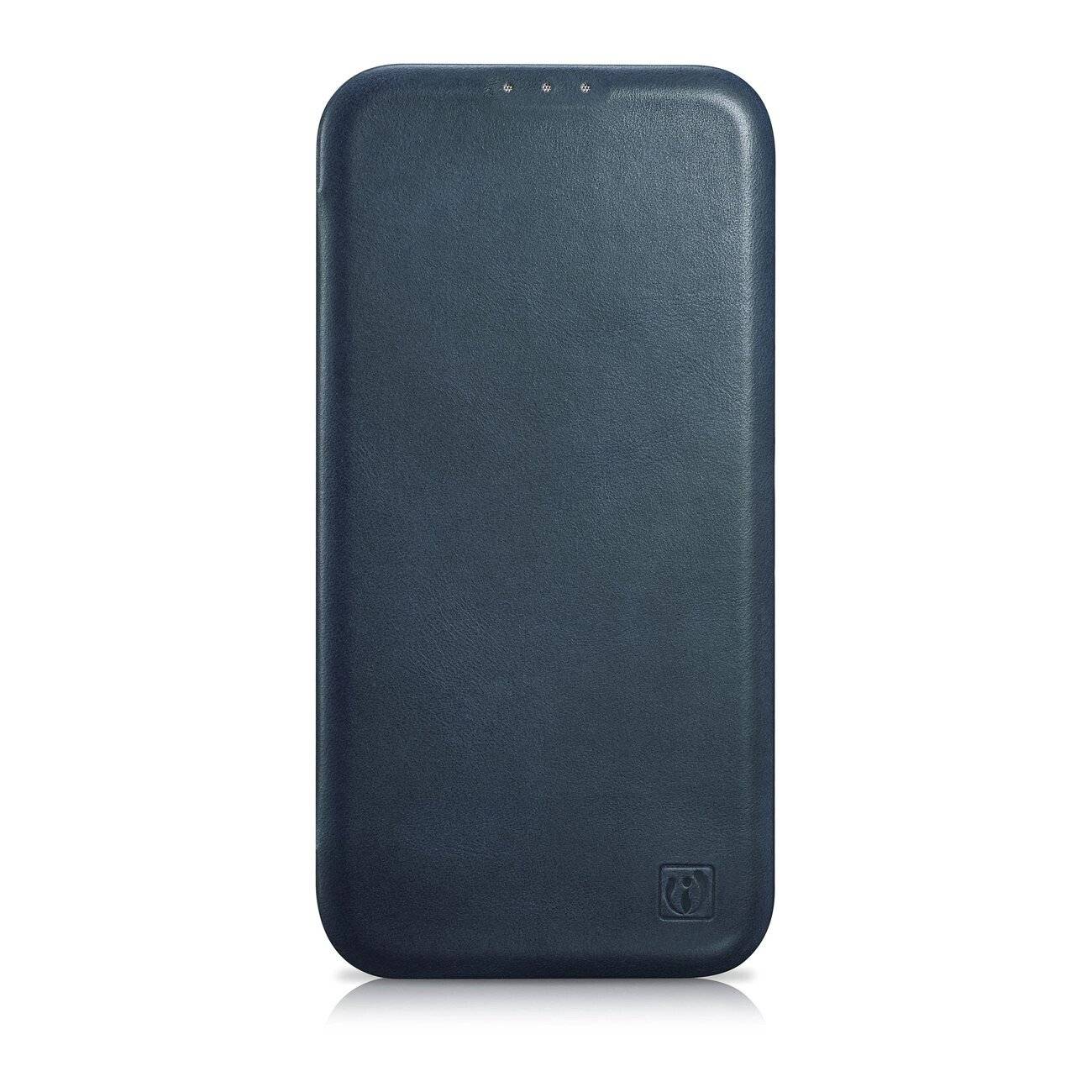 iCarer CE Oil Wax Premium Leather Folio Case iPhone 14 Plus magnetische Klapphülle MagSafe blau-0