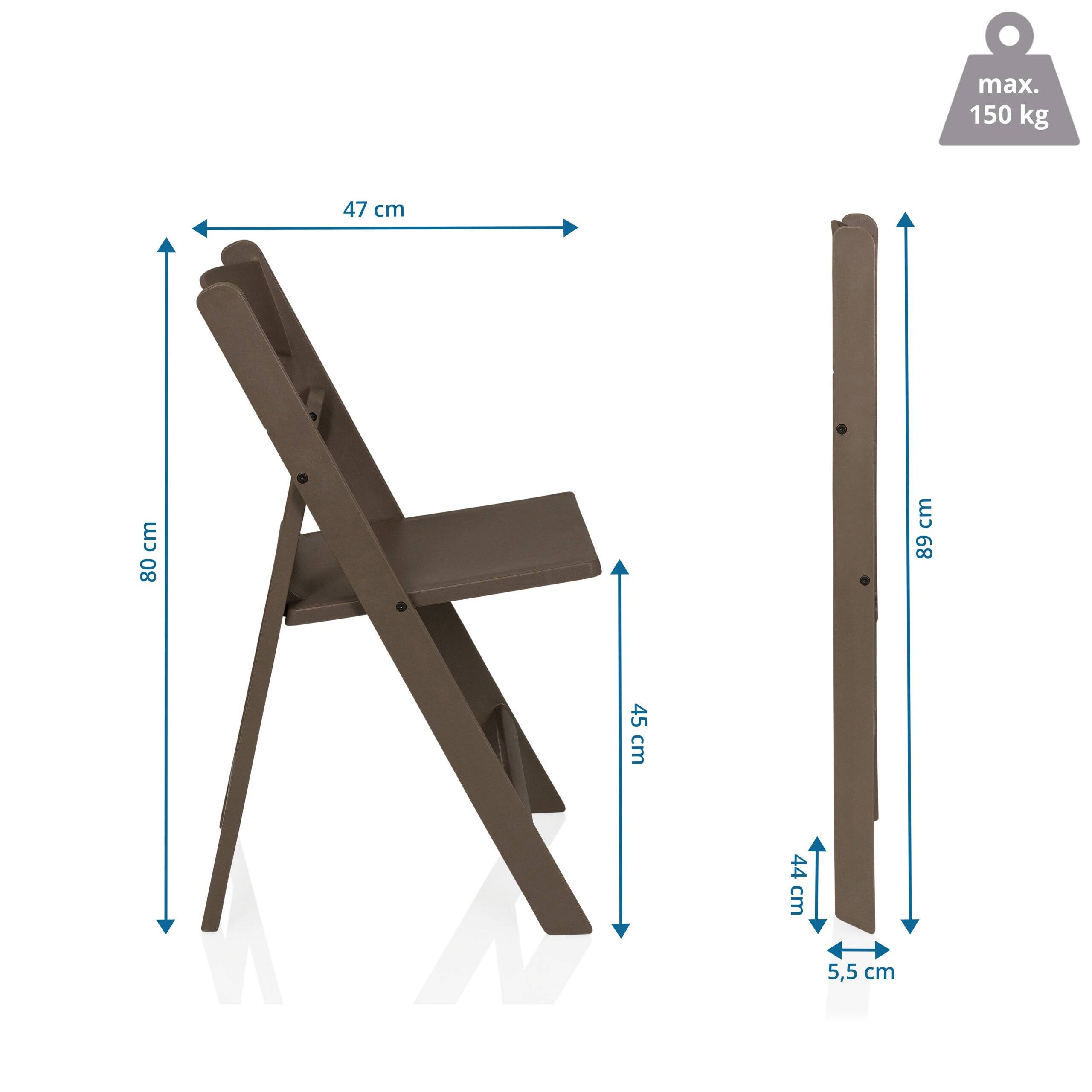 Gartenstuhl Klappstuhl Travano 1 (2er Pack 2 Stühle) Kunststoff braun hjh LIVING-1