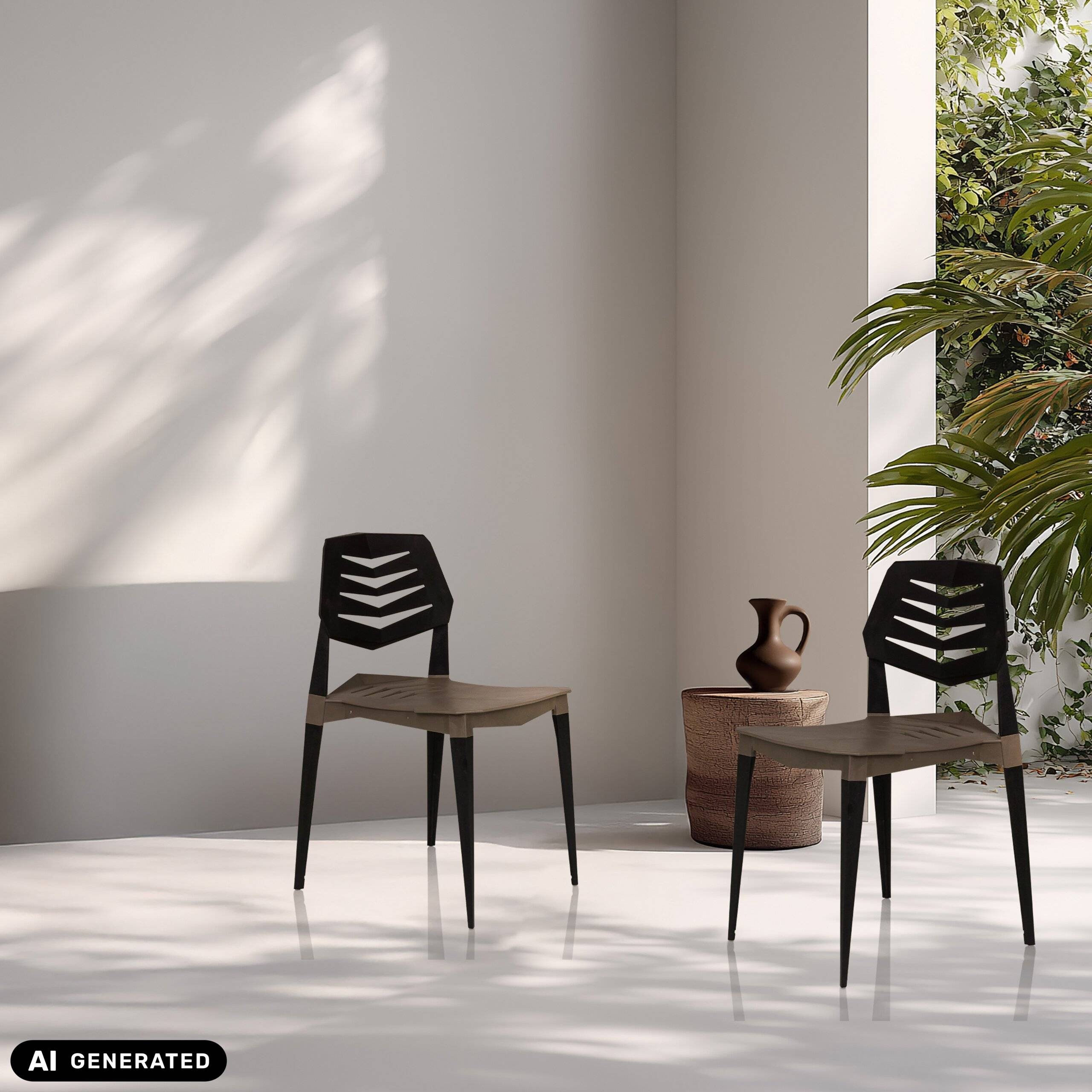 Gartenstuhl Esszimmerstuhl Flecharo Kunststoff braun/schwarz hjh LIVING-2