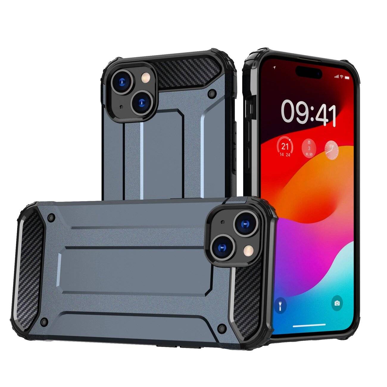 iPhone 15 Plus Hybrid Armor Hülle – Blau-0