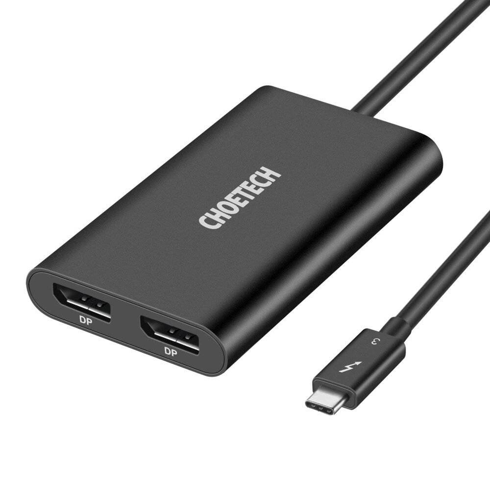 Choetech USB-C Thunderbolt 3 auf 2x DisplayPort Adapter, 4K 60Hz, Aluminium