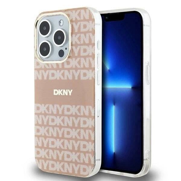 DKNY IML Mono & Stripe MagSafe Hülle iPhone 14 Pro – Rosa