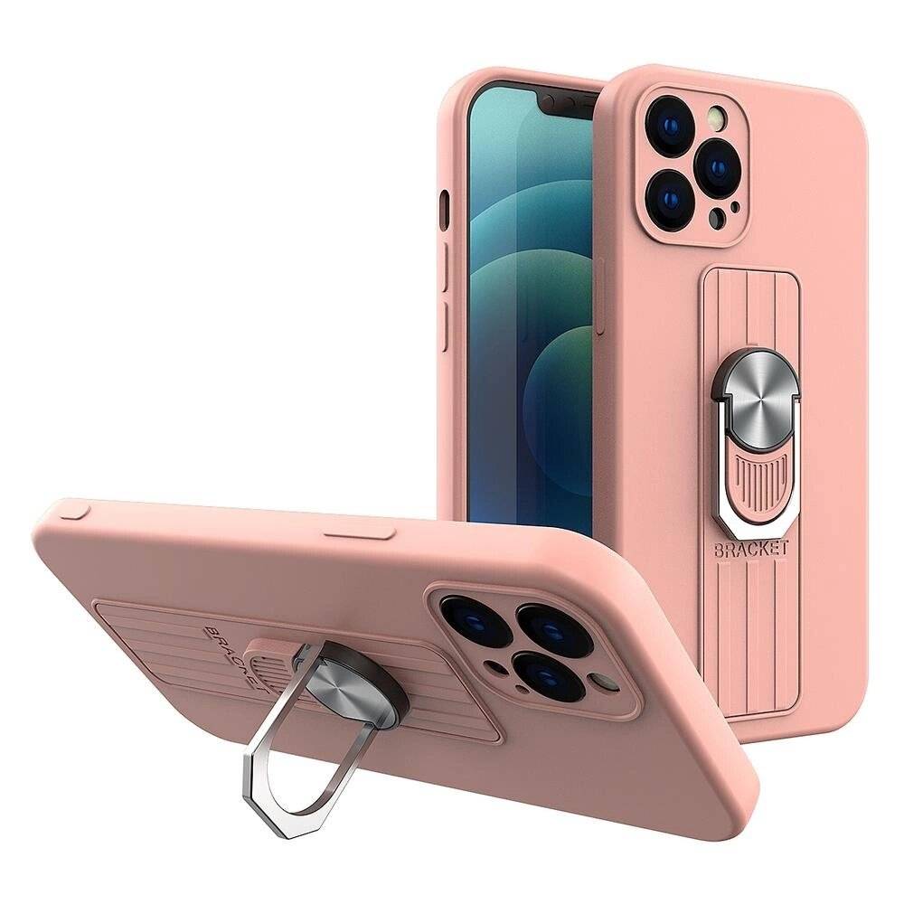 Ring Case Silikonhülle Fingergriff Ständer iPhone 13 Pro pink-0