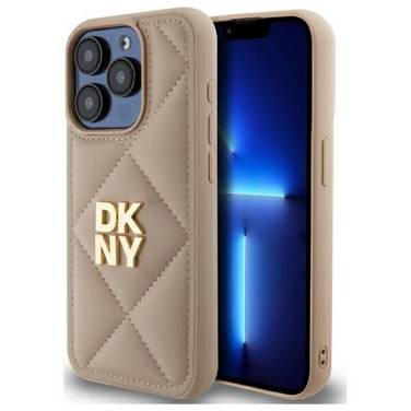 DKNY Quilted Stack Logo Hülle iPhone 15 Pro – Beige