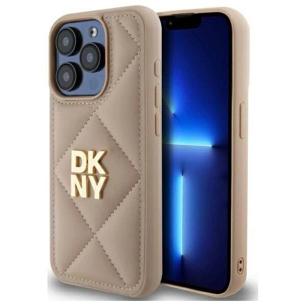 DKNY Quilted Stack Logo Hülle iPhone 15 Pro – Beige-0