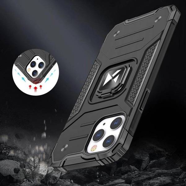 Wozinsky Ring Armor robuste Hybrid-Hülle + Magnethalterung iPhone 13 Pro Max silber