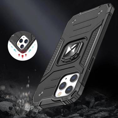 Wozinsky Ring Armor robuste Hybrid-Hülle + Magnethalterung iPhone 13 Pro Max silber