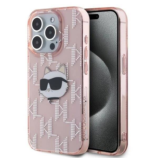 Karl Lagerfeld IML Choupette Head & Monogram Hülle iPhone 15 Pro Max – Rosa