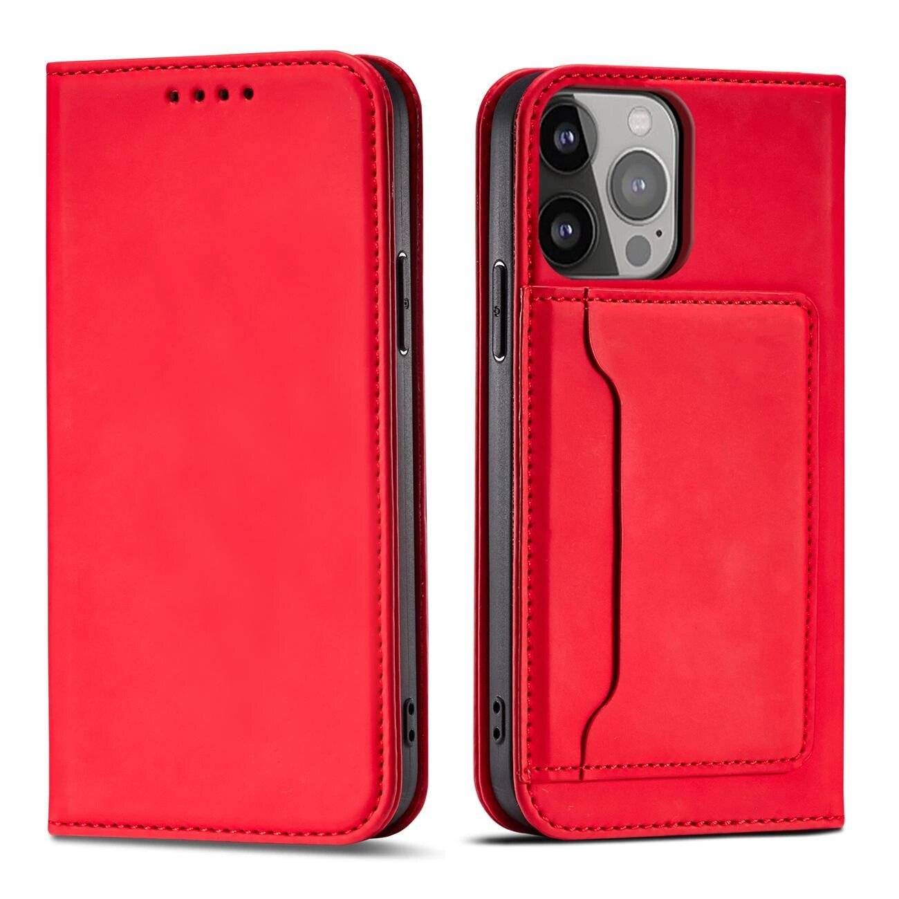 Magnet Card Case Hülle iPhone 14 Pro Flip Cover Wallet Stand rot-0