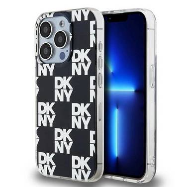 DKNY IML Checkered Mono Pattern Hülle iPhone 15 Pro – Schwarz