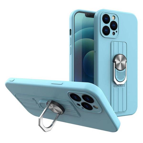 Ring Case Silikonhülle Fingergriff Ständer iPhone 11 Pro Max hellblau