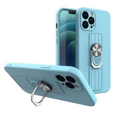 Ring Case Silikonhülle Fingergriff Ständer iPhone 11 Pro Max hellblau