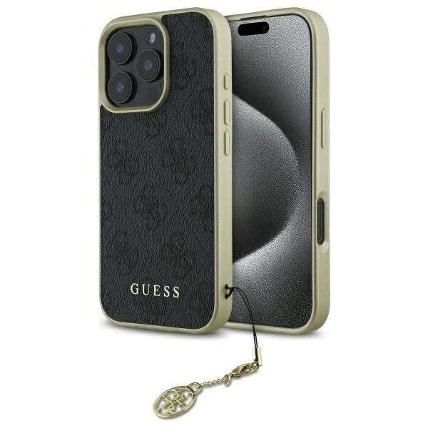 Guess 4G Charms Collection Hülle iPhone 16 Pro – Schwarz