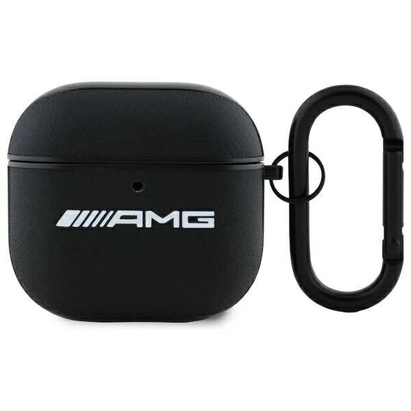 AMG Lederhülle weißem Logo AirPods 4 – Schwarz / Weiß-0