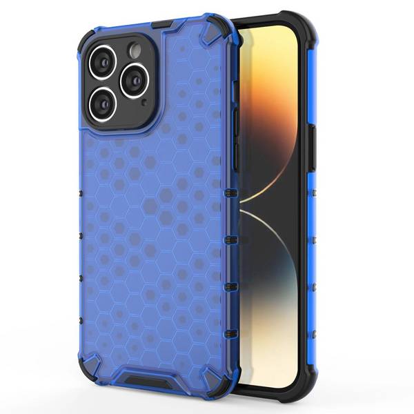 Wabenhülle iPhone 14 Pro Max gepanzerte Hybridhülle blau
