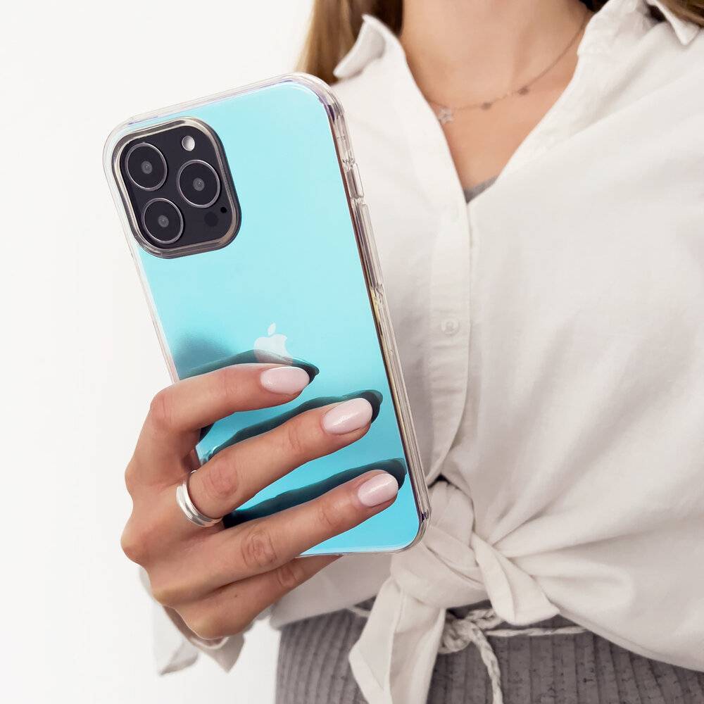 Aurora Case Hülle iPhone 13 Pro Neon Gel Cover Blau-1