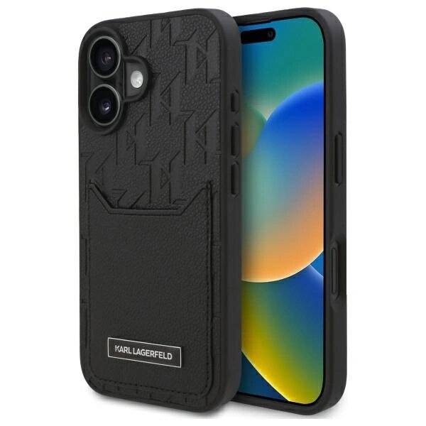Karl Lagerfeld Cardslots Monogram Hülle iPhone 16 – Schwarz
