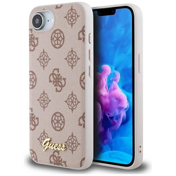 Guess Peony Script Logo MagSafe iPhone 16e Hülle - Braun