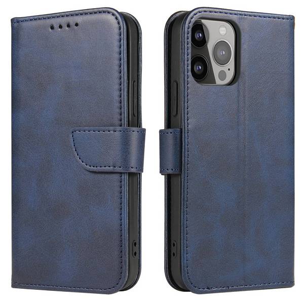 Brieftaschen-Hülle Ständer iPhone 15 Pro Magnethülle – Blau