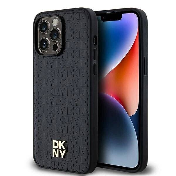 DKNY Leather Pattern Metal Logo MagSafe-Hülle iPhone 13 Pro Max – Schwarz-0