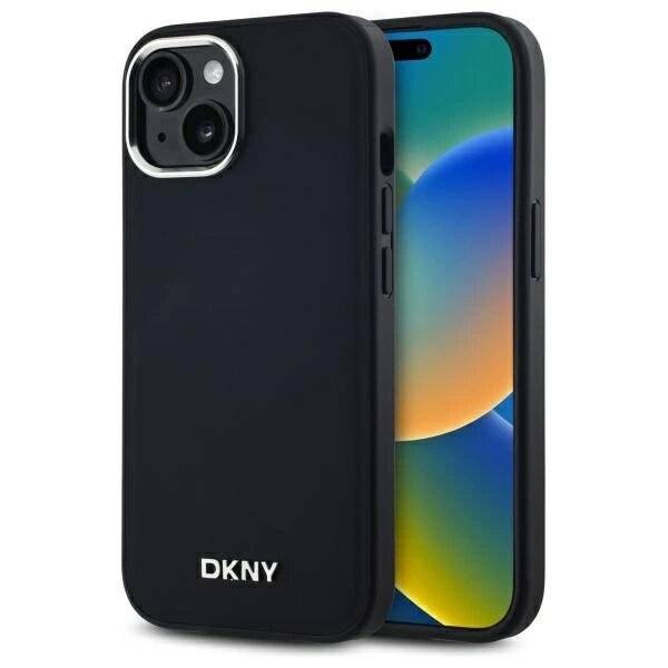 DKNY Plain Logo MagSafe Hülle iPhone 15 – Schwarz
