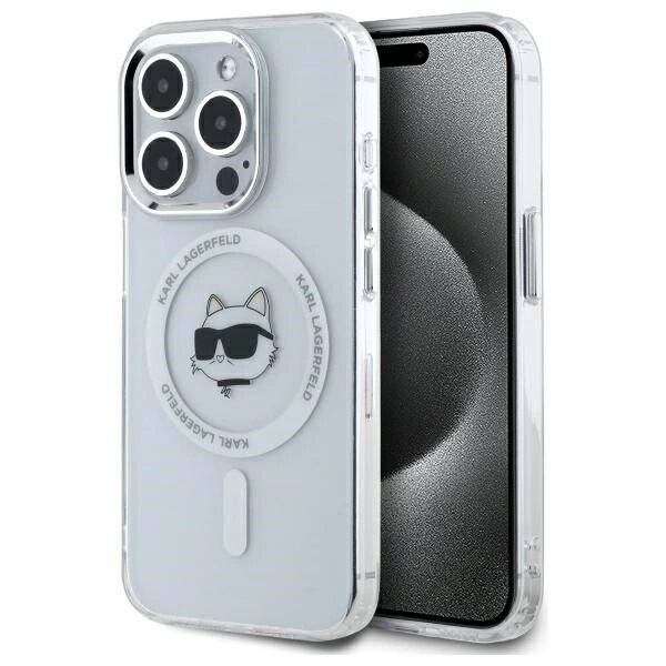 Karl Lagerfeld IML Metal Choupette Head MagSafe Case iPhone 15 Pro Max - Weiß-0