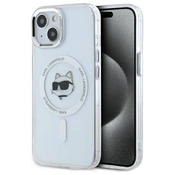 Karl Lagerfeld IML Metal Choupette Head MagSafe iPhone 15 Plus Hülle - Weiß