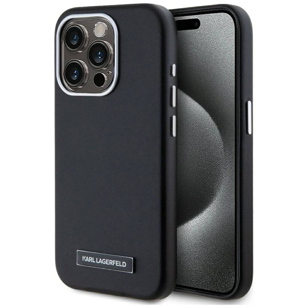 Karl Lagerfeld FW Metal Plate MagSafe iPhone 15 Pro Max Hülle - Schwarz-0
