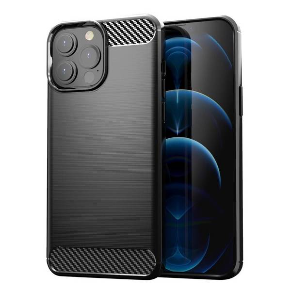 Carbon Case Flexibel Handyhülle TPU Schutzhülle iPhone 13 Pro Max schwarz