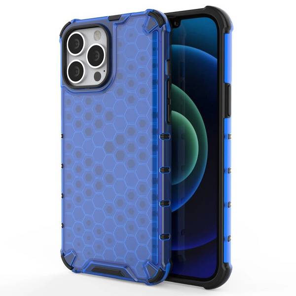 Honeycomb Handyhülle Schutzhülle TPU Rahmen iPhone 13 Pro Max blau