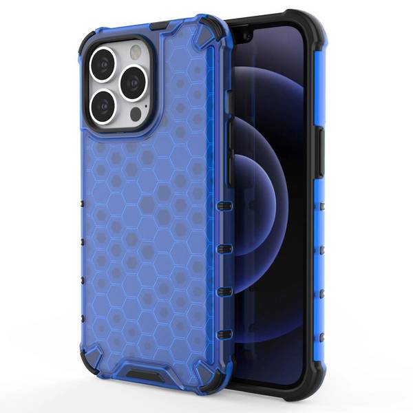 Honeycomb Handyhülle Schutzhülle TPU Rahmen iPhone 13 Pro blau