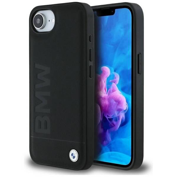 BMW Leder Hot Stamp iPhone 16e Hülle - Schwarz