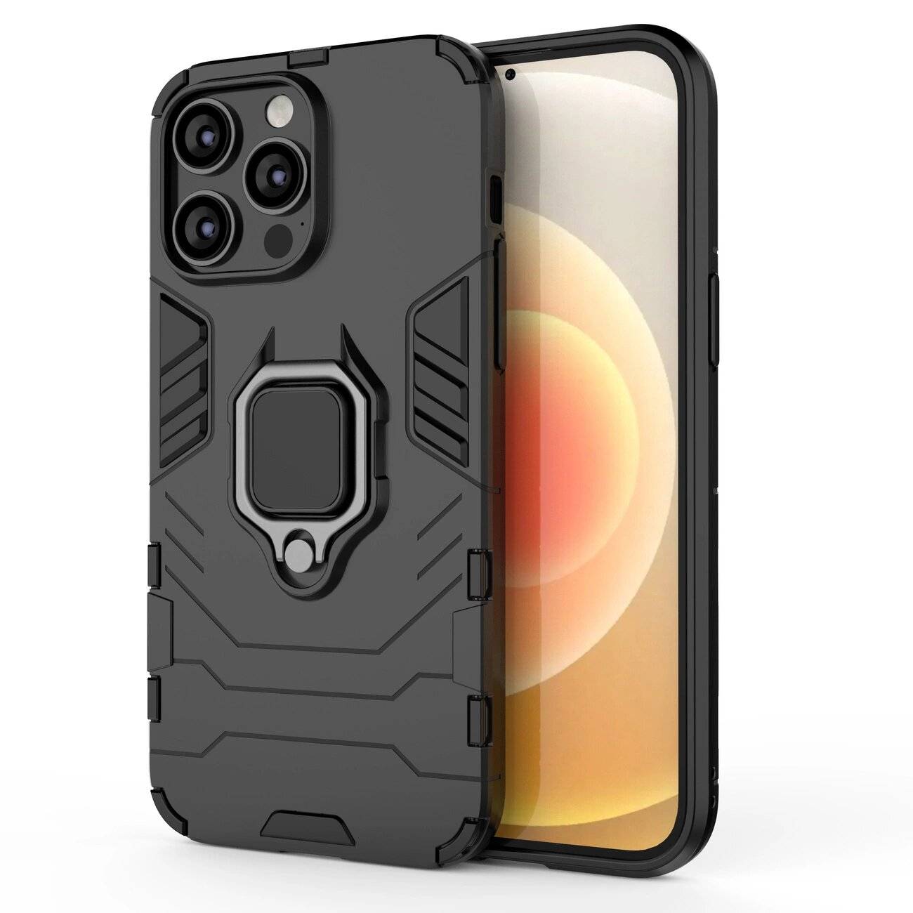 Ring Armor Hülle iPhone 14 Pro gepanzerte magnetischer Haltering schwarz-0