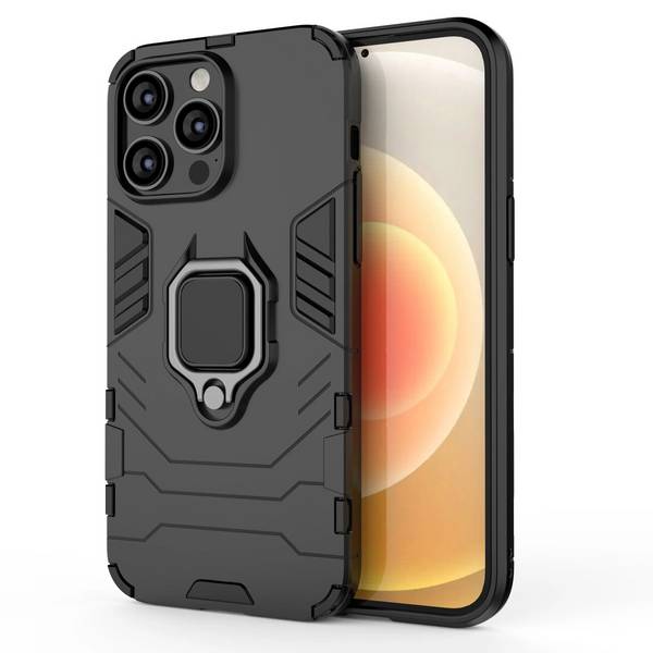 Ring Armor Hülle iPhone 14 Pro Max gepanzerte magnetischer Haltering schwarz