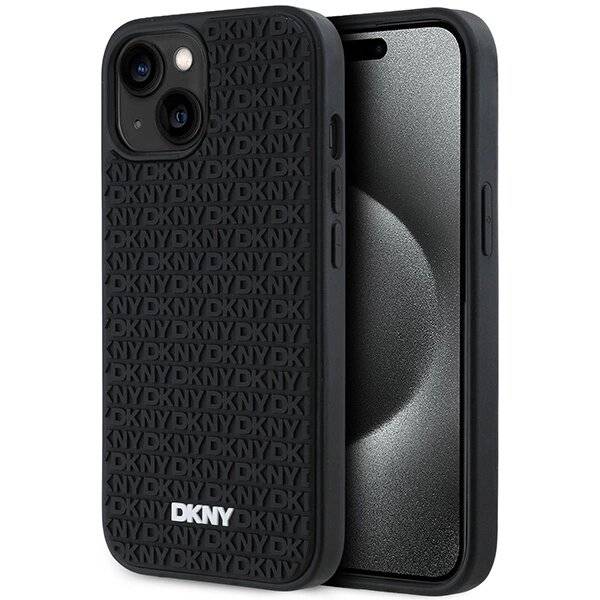 DKNY 3D Rubber Repeat Pattern Hülle iPhone 15 Plus – Schwarz-0