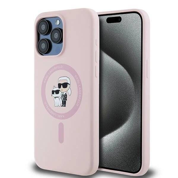 Karl Lagerfeld Silikon Karl&Choupette MagSafe Hülle iPhone 15 Pro – Rosa-0
