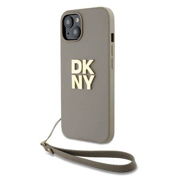 DKNY Wrist Strap Stock Logo Hülle iPhone 15 Plus – Beige-0