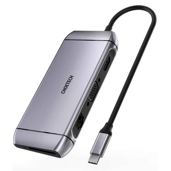 Choetech HUB-M15 USB-C 9-in-1 Hub, HDMI 4K, VGA, RJ45, 3x USB 3.0, SD/TF Reader