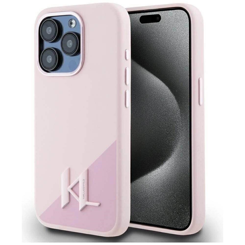 Karl Lagerfeld Silicone Shadow Metal Initial MagSafe Case iPhone 15 Pro Max rosa-0