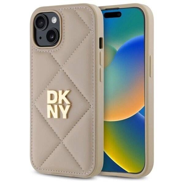 DKNY Quilted Stack Logo Hülle iPhone 15 – Beige-0