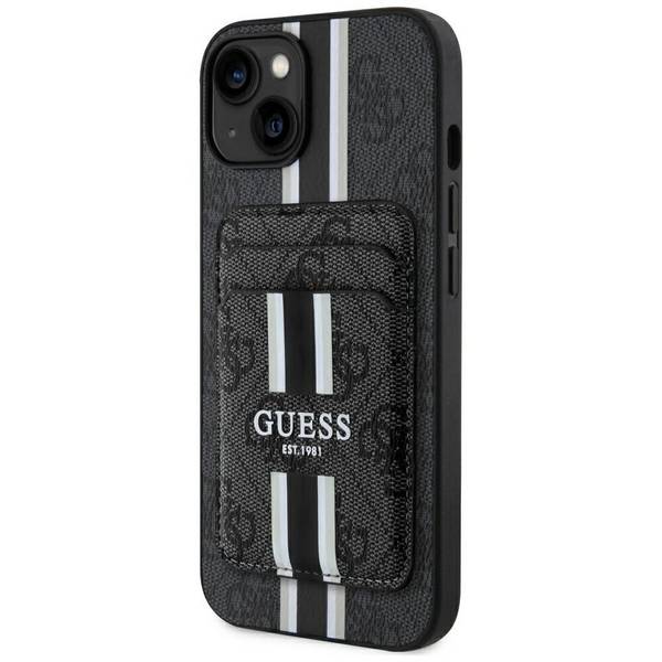 Guess 4G Stripes Case Magsafe Wallet iPhone 15 Schwarz