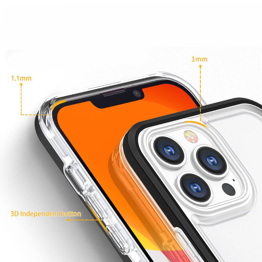 Klare 3in1 Hülle iPhone 14 Pro Max Silikonhülle Rahmen blau-1