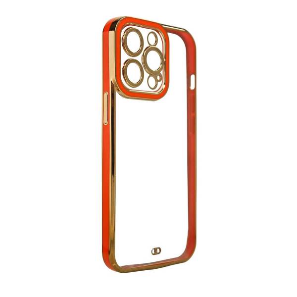Fashion Case iPhone 13 Pro Gold Frame Gel Cover Rot