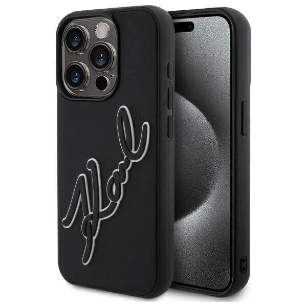 Karl Lagerfeld 3D Rubber Signature Case iPhone 15 Pro Max - Schwarz