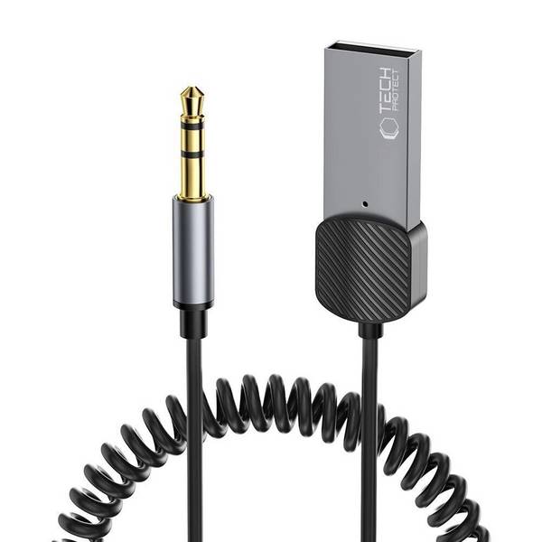 Tech-Protect UltraBoost Audio-Miniklinke 3,5 mm männlich / Bluetooth-Adapter – Grau