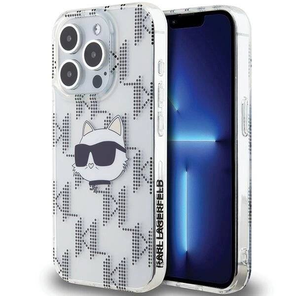 Karl Lagerfeld IML Choupette Head & Monogram Hülle iPhone 15 Pro – transparent